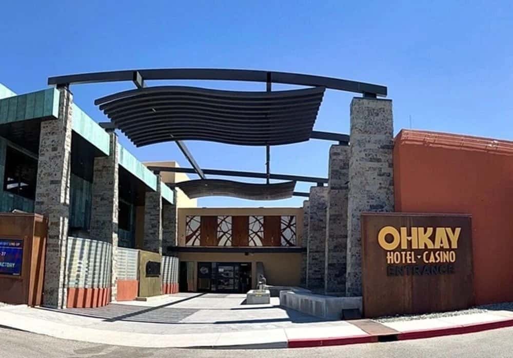 Entrance to the Ohkay Hotel Casino in Ohkay Owingeh, New Mexico, where we stayed before hiking Wheeler Peak.