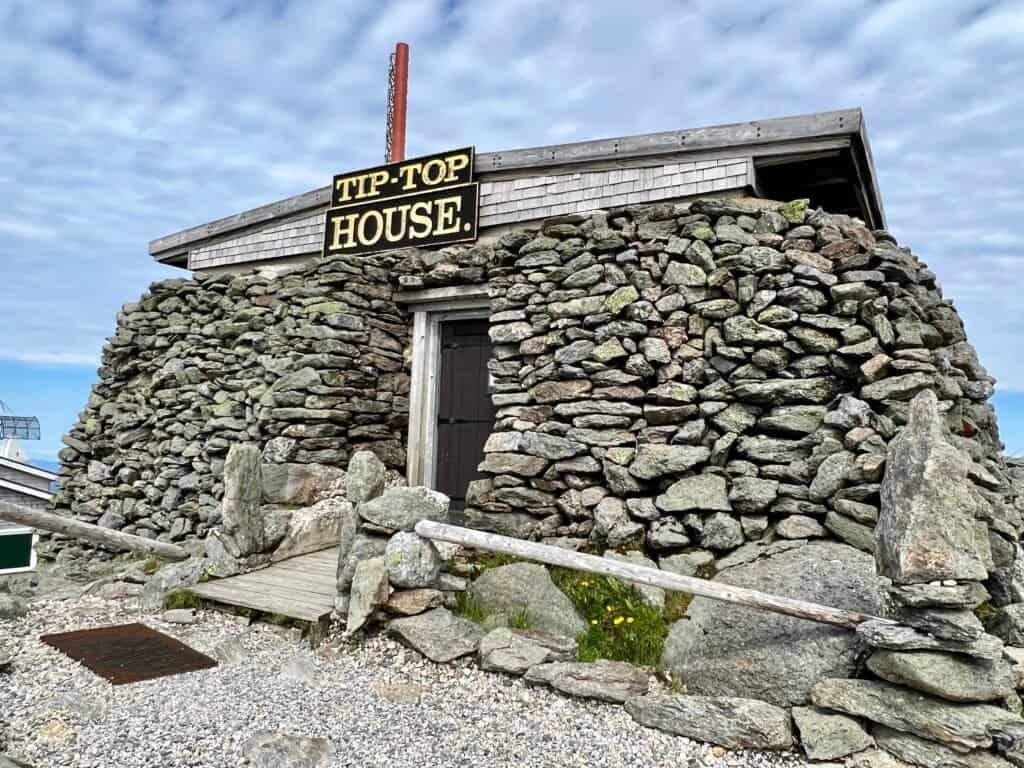 Historic Tip-Top House stone shelter at the summit of Mount Washington, New Hampshire