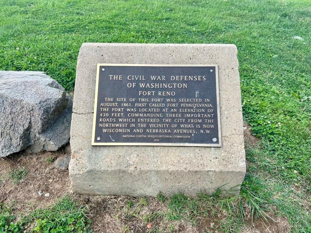 Civil War defenses marker at Fort Reno in Washington, D.C.