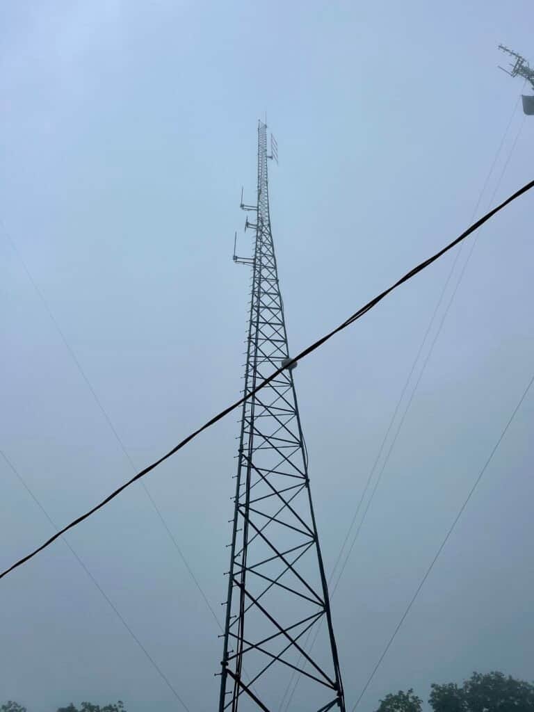 Active radio transmission tower near the summit of Black Mountain, Kentucky