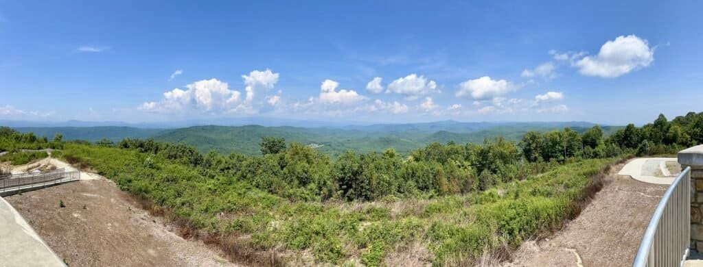 Panoramic view of the Blue Ridge Mountains from the summit of Sassafras Mountain in South Carolina
