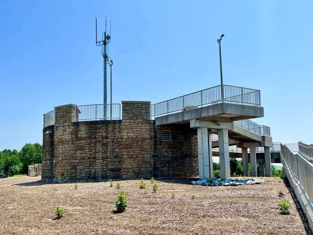 Stone observation tower at the summit of Sassafras Mountain in South Carolina