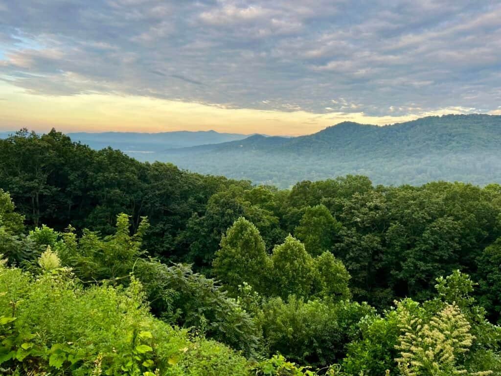 Layered Blue Ridge Mountains viewed from the Blue Ridge Parkway near Asheville