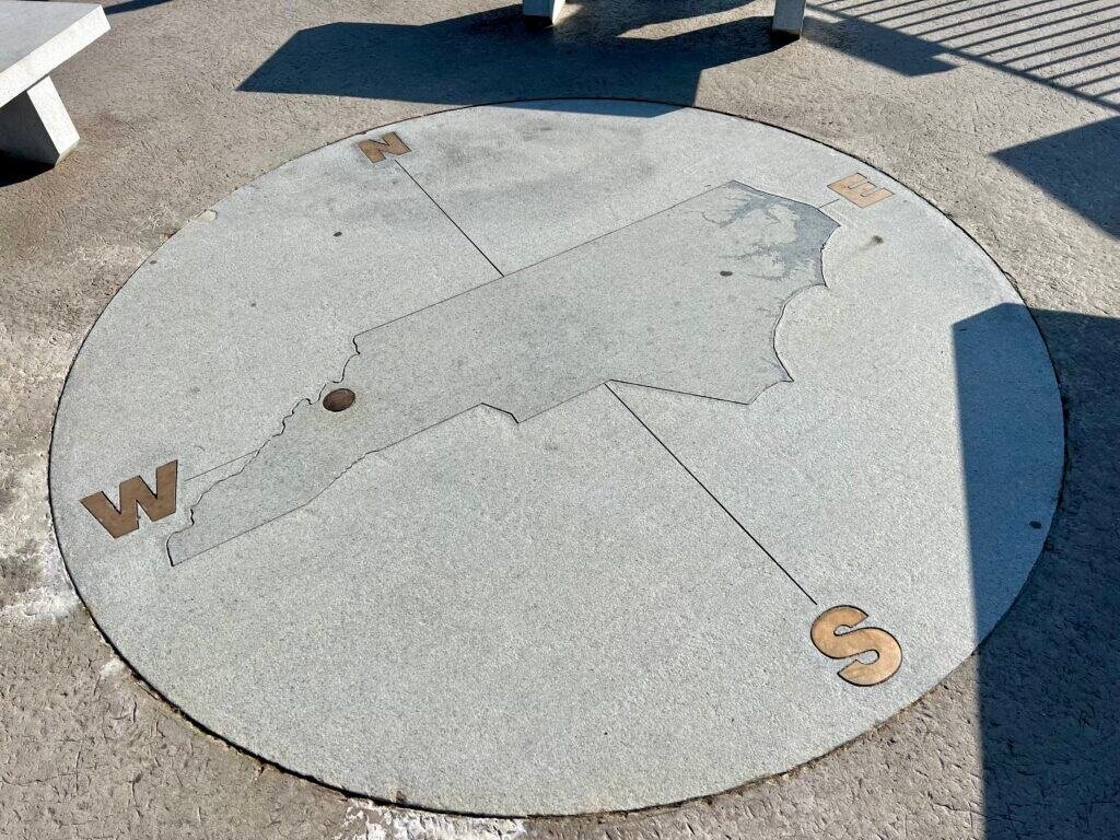 Compass rose and directional marker on the Mount Mitchell observation tower