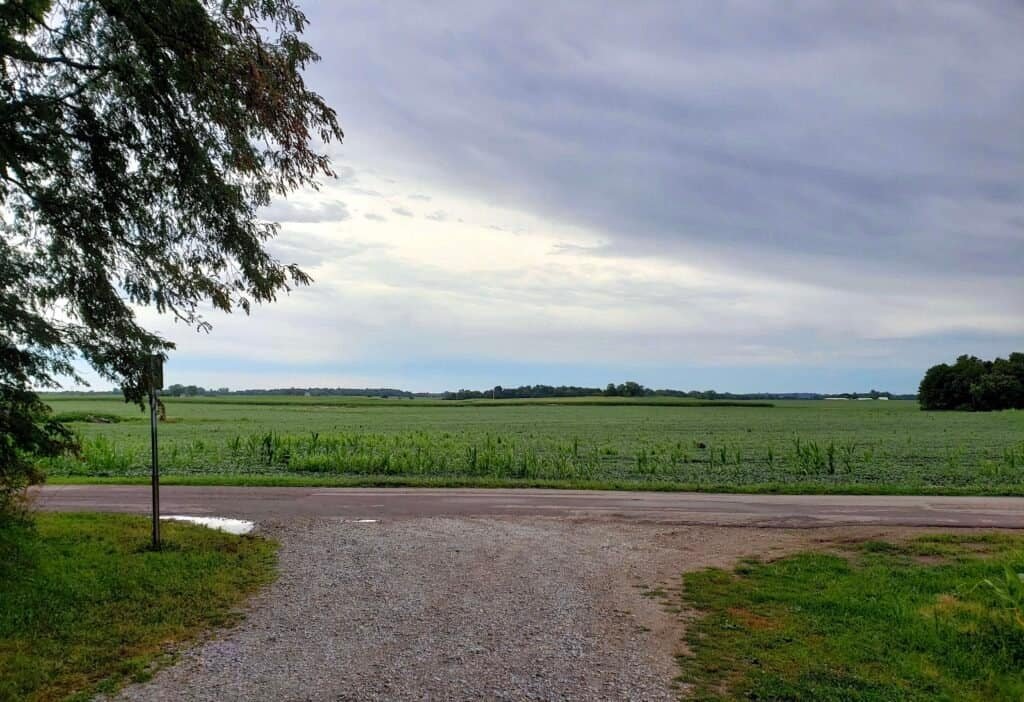 Gravel pull-off and parking area at Hoosier Hill, Indiana’s state high point