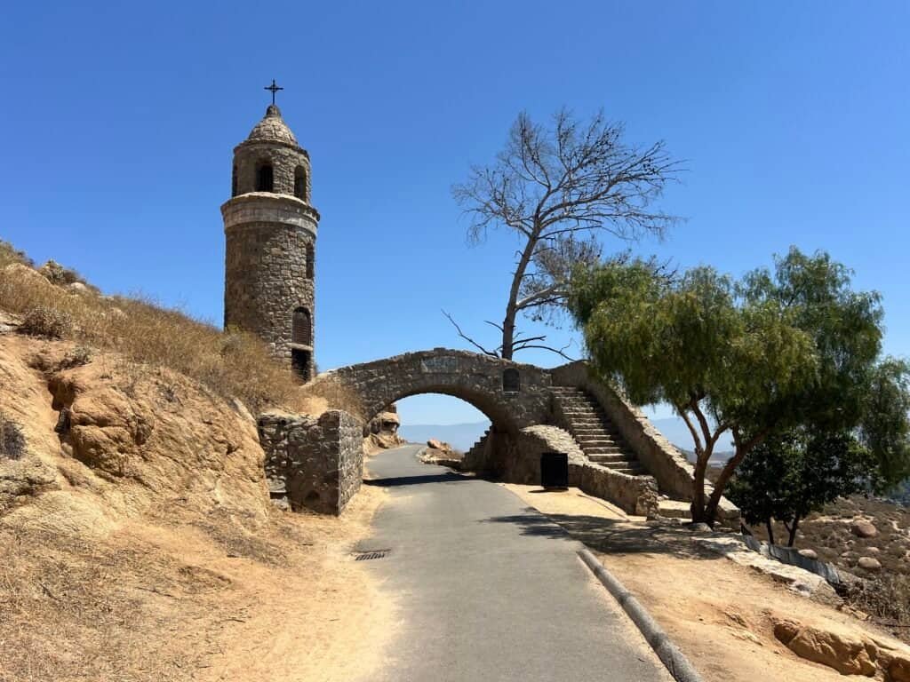 Stone Peace Bridge and tower at Mount Rubidoux Park in Riverside, California