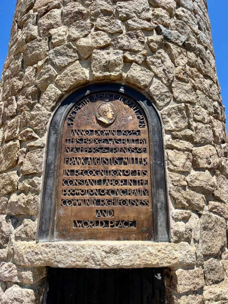 Commemorative plaque on the Peace Bridge at Mount Rubidoux Park