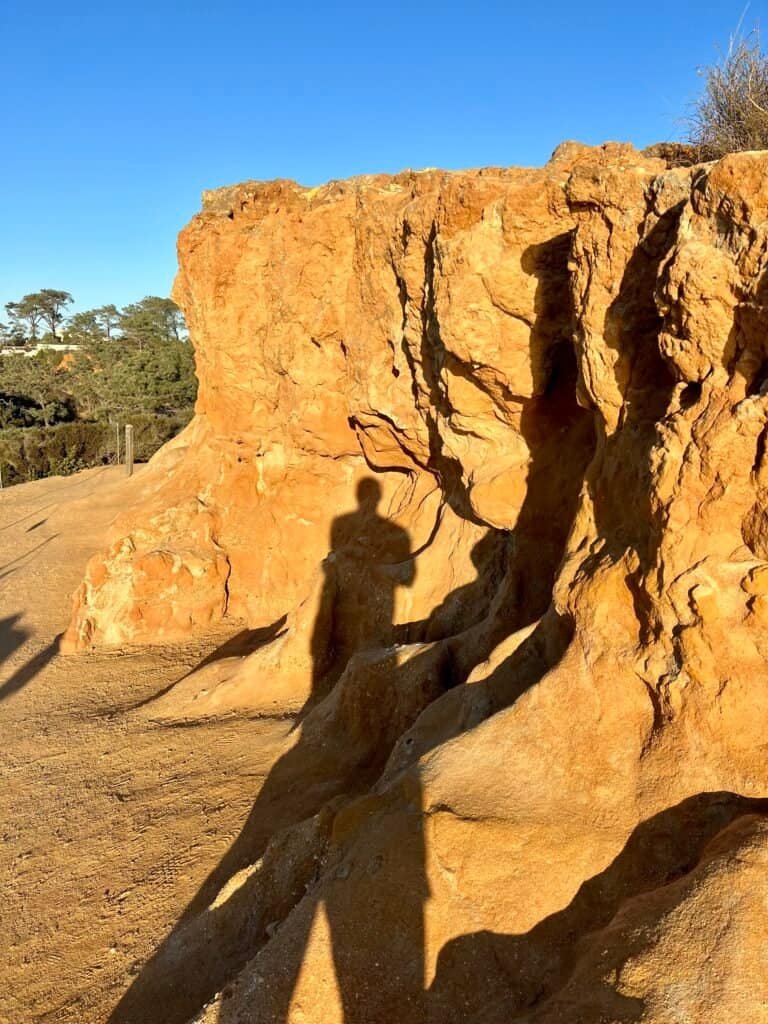 Eroded sandstone cliffs at Red Butte along the Torrey Pines coastal trail