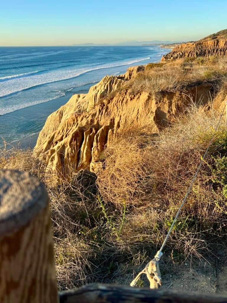 Cliffside view from Razor Point overlooking the Pacific Ocean at Torrey Pines State Natural Reserve