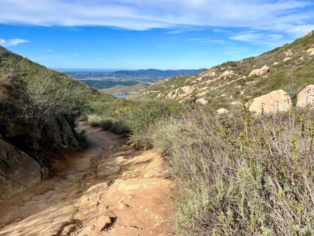 Rocky section of the Mount Woodson Trail during the initial climb near Lake Poway