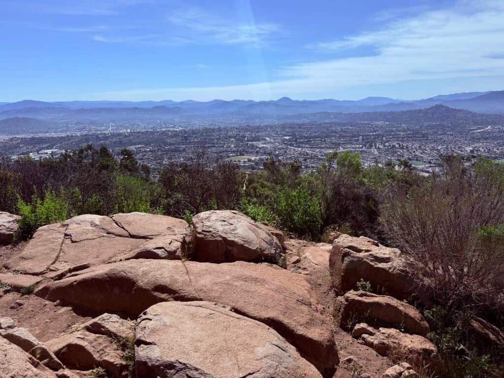 View from the Cowles Mountain summit near the radio tower overlooking San Diego and surrounding foothills