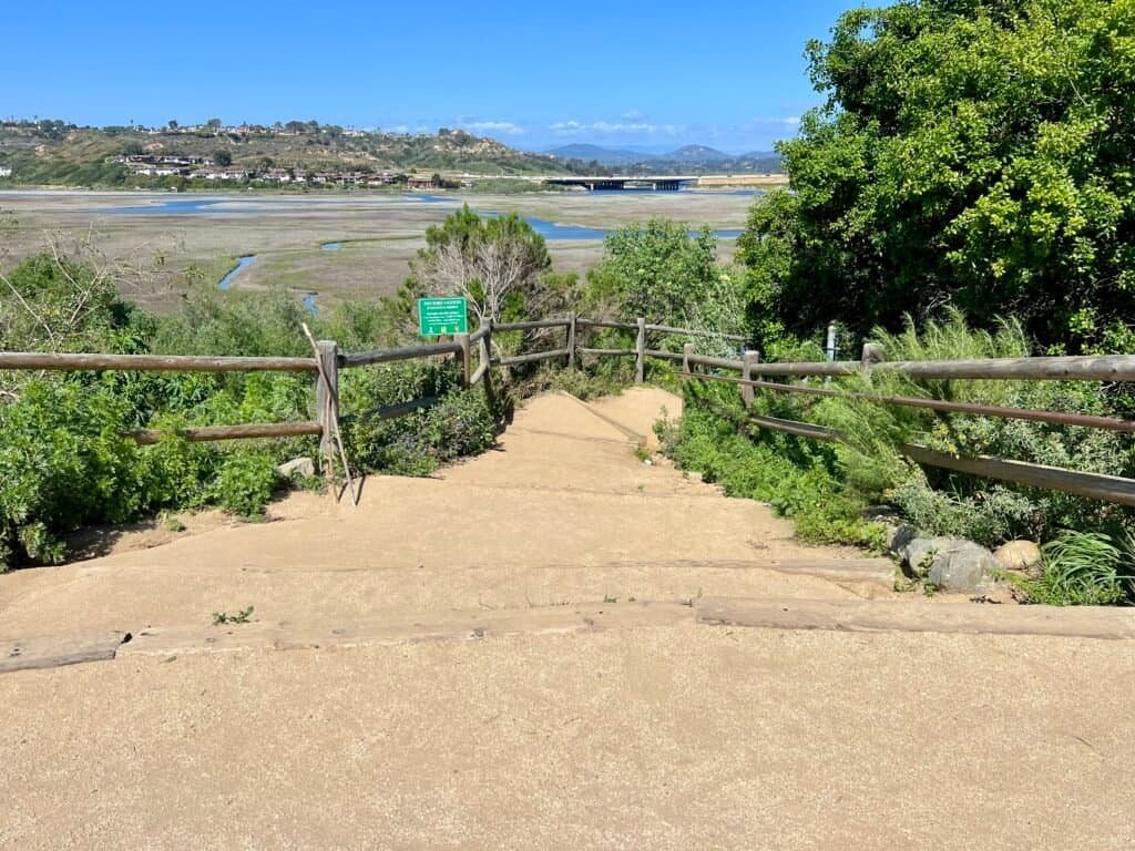 Trailhead at N. Rios Avenue leading toward Annie’s Canyon with views over San Elijo Lagoon