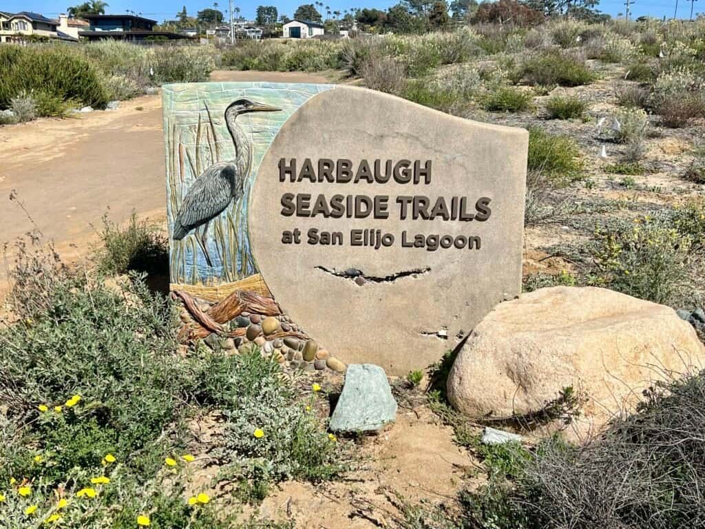 Trail sign near North Highway 101 marking the transition from San Elijo Lagoon toward Cardiff State Beach