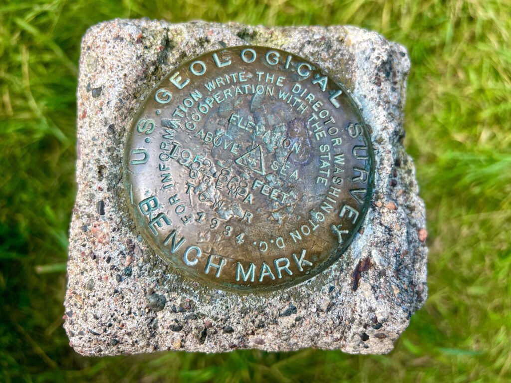 U.S. Geological Survey benchmark marking the high point of Timms Hill in Wisconsin.