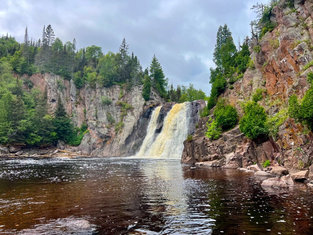 High Falls cascading 63 feet along the Baptism River in Tettegouche State Park, Minnesota.