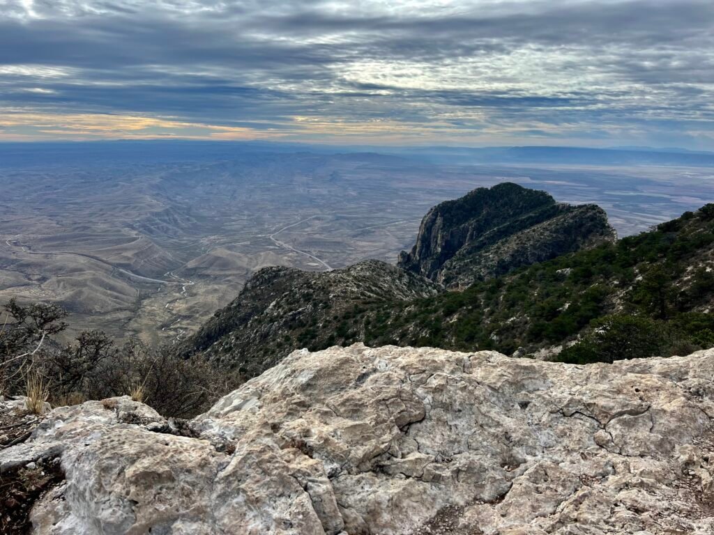 El Capitan rising above the desert floor as seen from Guadalupe Peak trail