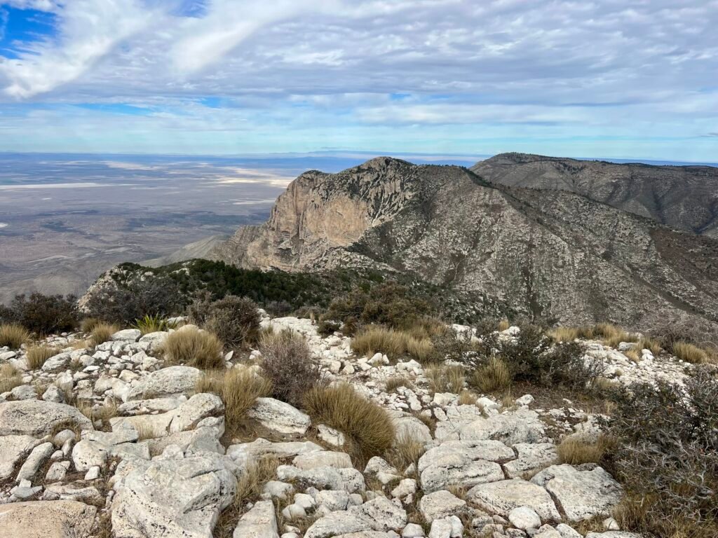 View from Guadalupe Peak summit overlooking El Capitan and the Chihuahuan Desert below