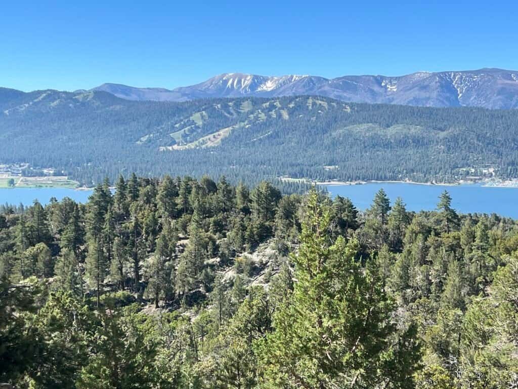 View of Sugarloaf Mountain across Big Bear Lake from the Cougar Crest Trail