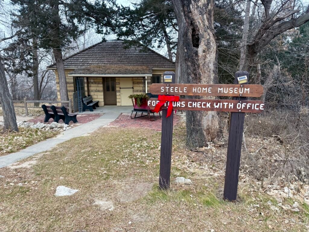 Steele Home Museum at Historic Lake Scott State Park decorated for the holidays