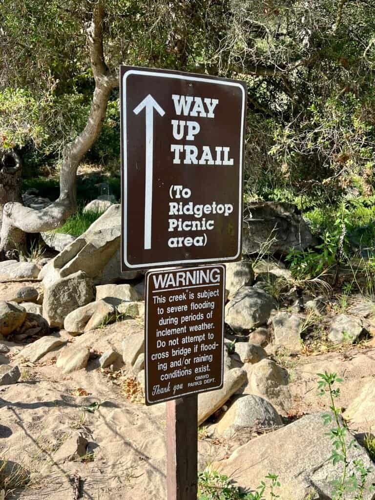 Way Up Trail sign at Elfin Forest Recreational Reserve staging area in Escondido, California